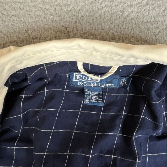 VTG Polo Ralph Lauren Jacket Large Tan Full Up Plaid Lined Bi Swing Windbreaker - Picture 8 of 13